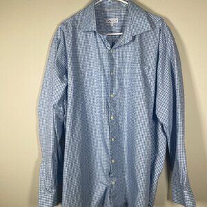 Peter Millar Men's Long Sleeve Blue Plaid Button-Up Shirt XXL Preppy!
